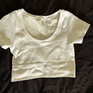 Aerie White Ribbed Crop Top